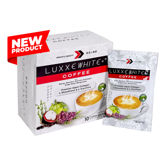 Luxxe White Coffee with Barley, Spirulina, Garcinia Cambogia, Grape Seed, Mangosteen, Premium Japan Collagen, L-Glutathione &, L-Carnitine