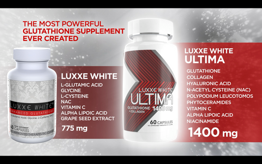 Luxxe White Ultima Glutathione + Collagen with Oral Sunblock and Oral Moisturizer 1400 mg 60 Capsules Supplement
