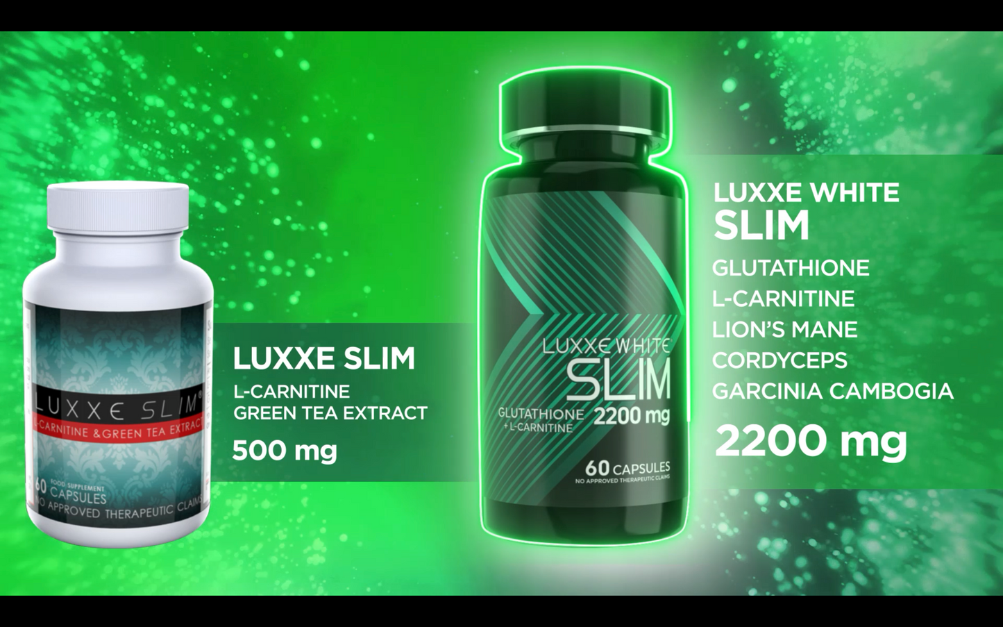 Luxxe White Slim Glutathione + L-Carnitine with Garcinia Cambogia, Cordyceps, and Lion’s Mane 2200 mg 60 Capsules Supplement